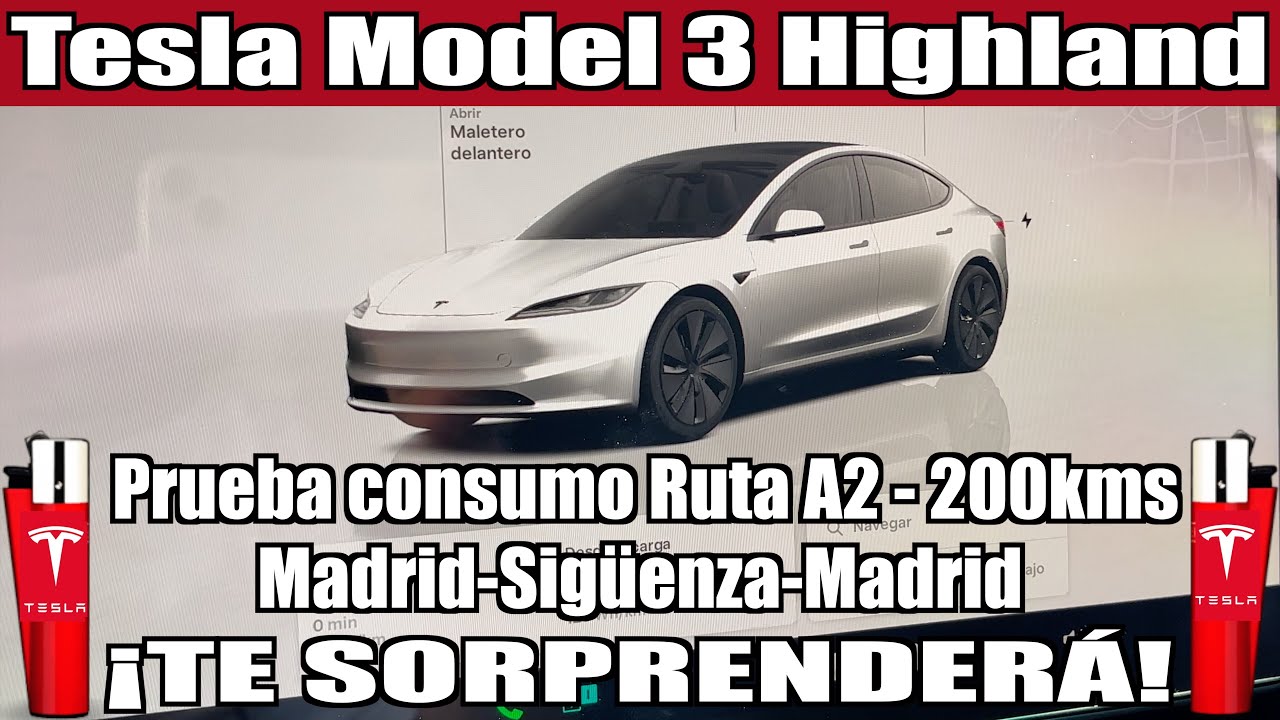 Tesla Model 3 Highland /Prueba Consumo/ Ruta 200kms A2 / Madrid - Sigüenza - Madrid ¡TE SORPRENDERÁ!