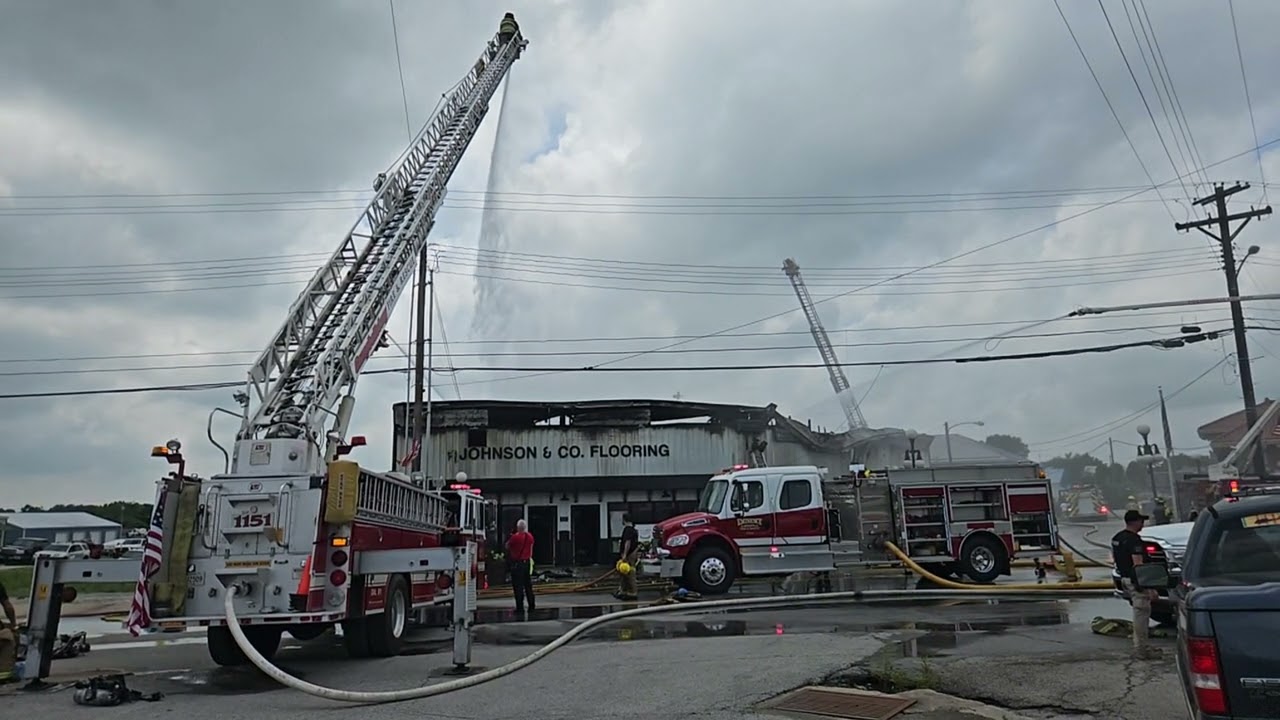 Commercial building Fire 6-30-25 Eminence, KY (slow motion clip included)