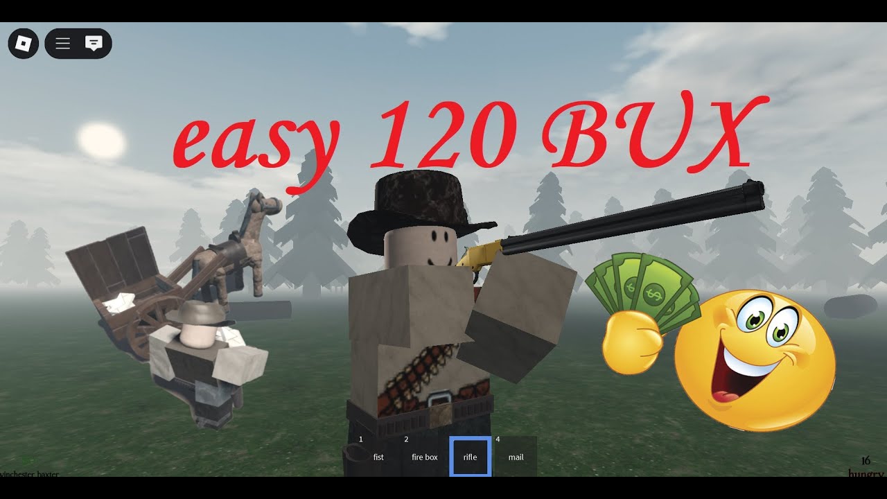 120 bux in Roblox Cowboy game , the easy way
