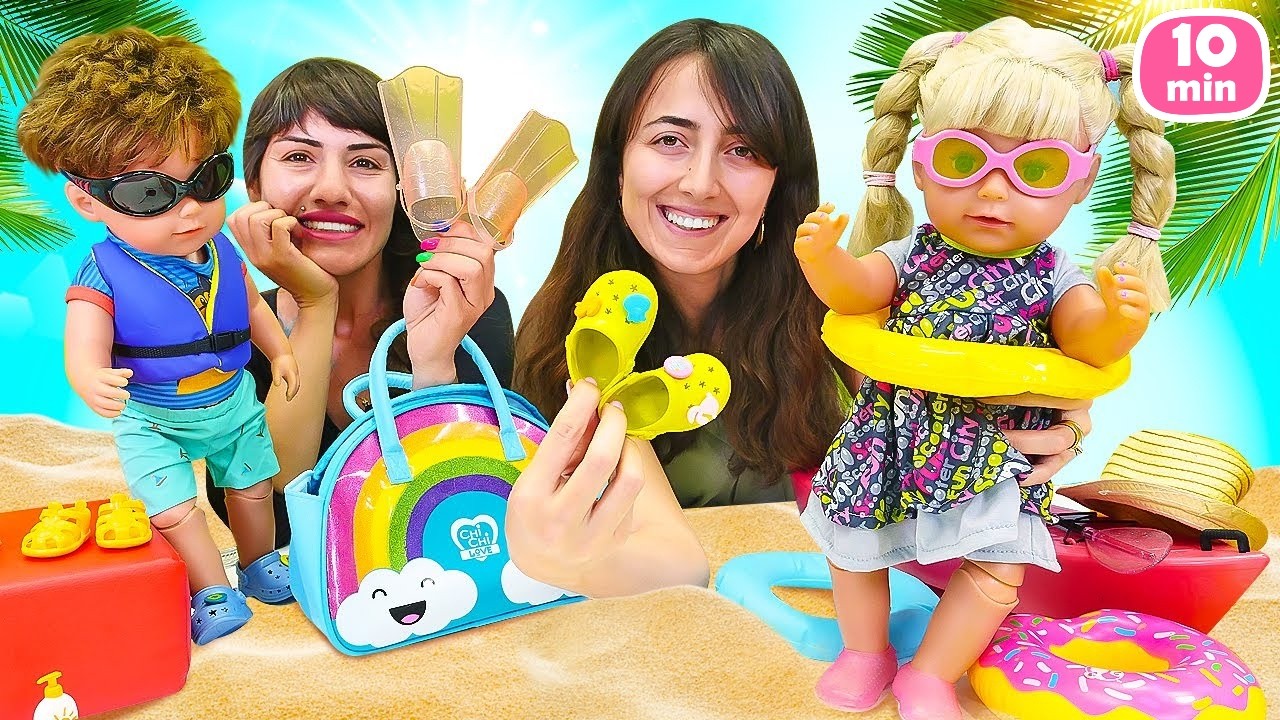 Ümit ve Sevcan: kuaför oyunu oynuyoruz ve tatil için alışveriş yapıyoruz! Çocuk videoları.