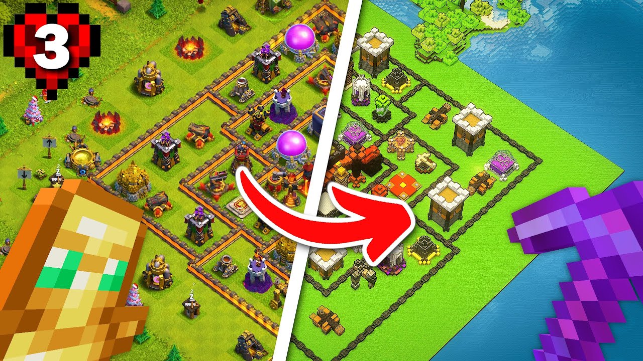 I Recreated My Clash of Clans Base in Minecraft Hardcore!