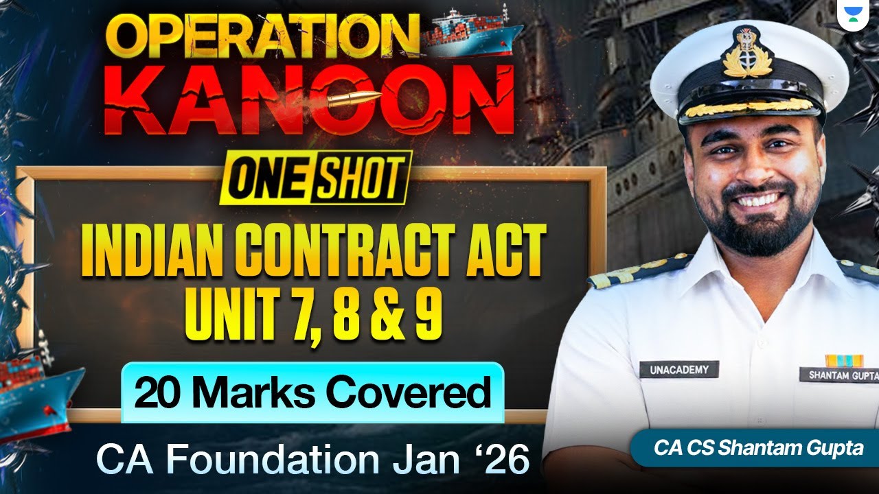 Indian Contract Act - Unit 7/8/9 | Business Laws CA Foundation Jan'26 | CA Shantam Gupta