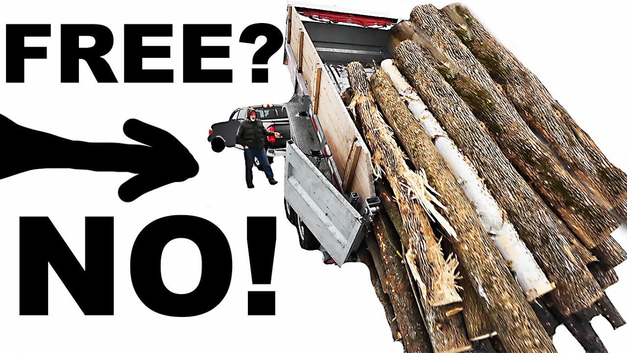 HOW TO GET FREE WOOD LOGS FOR FIREWOOD....TRADE LABOR FOR LOGS!