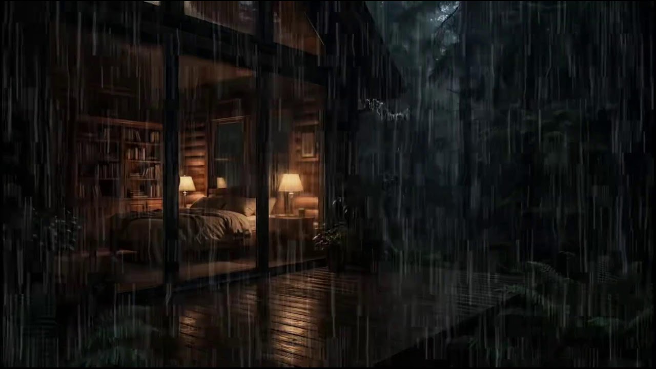 Rainy Night in a Forest Cabin 🌲 | Soft rain ambience with steady rain sounds for deep relaxation