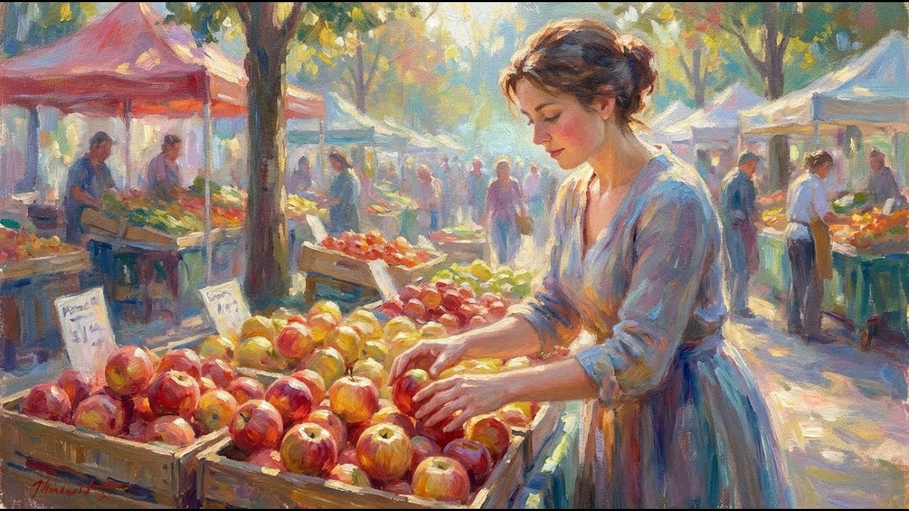 Living Canvas | Inspired by Claude Monet | A Quiet Market Day | 4K