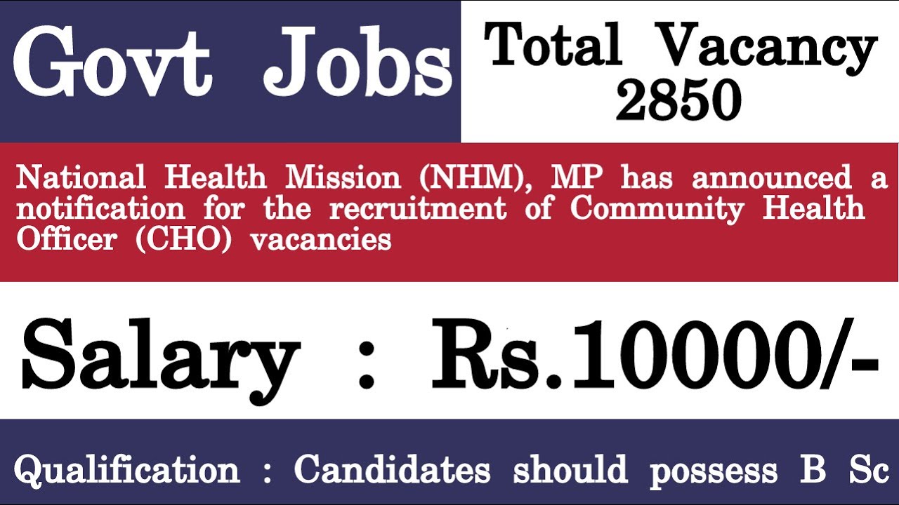 NHM MP CHO Recruitment 2021 Apply Online for 2850 Vacancy