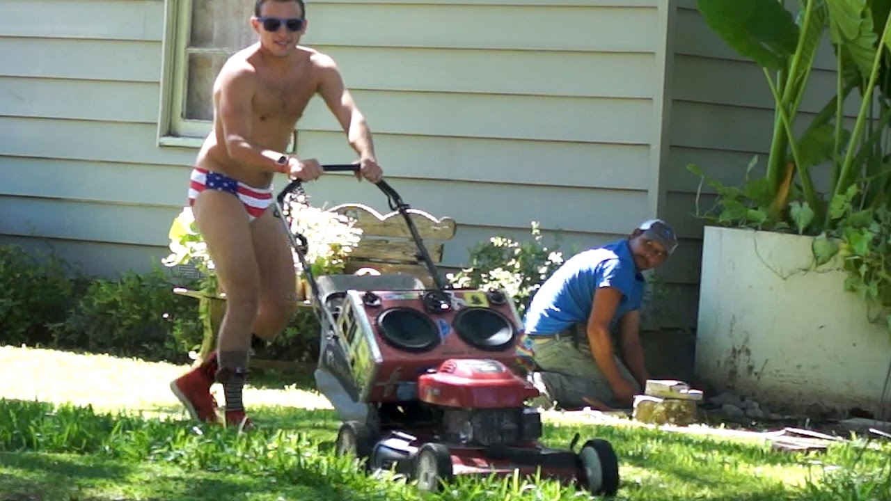 Dancing with the lawn mower. Cut it! Living the Dream!!