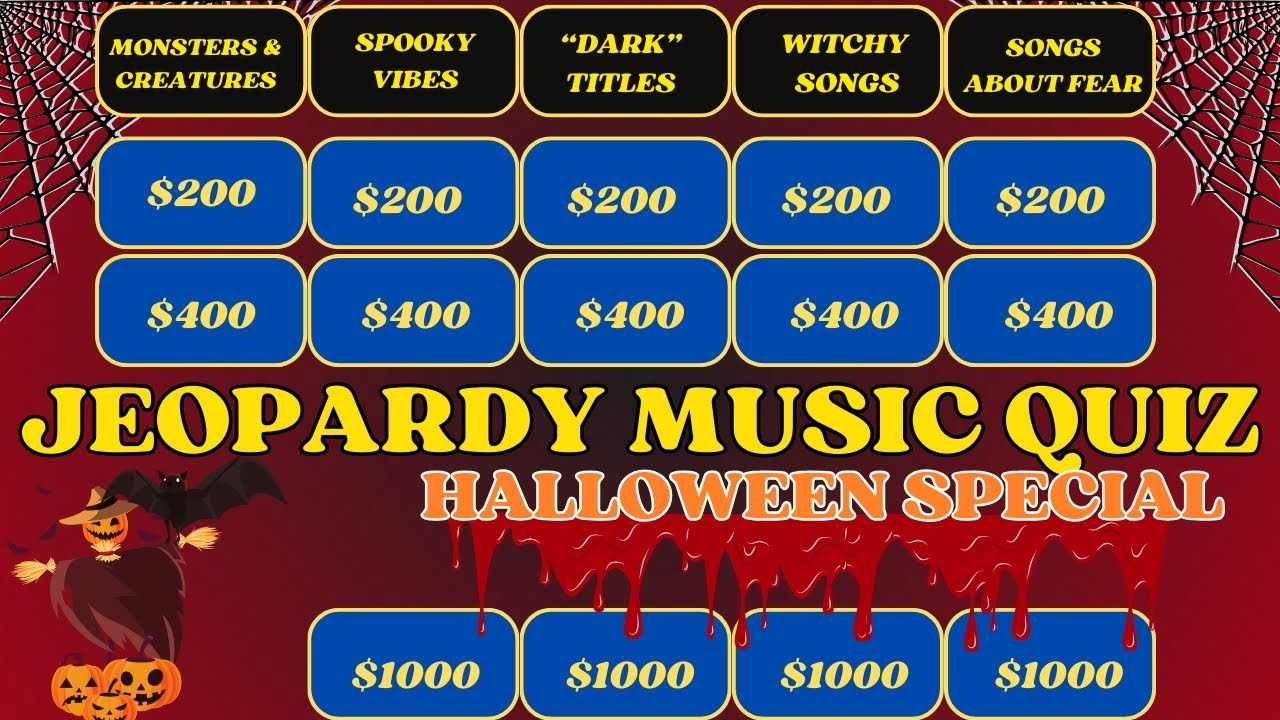 Can You Guess the Song? 🎃 Halloween Edition Jeopardy Music Quiz | 25 Spooky Songs Challenge