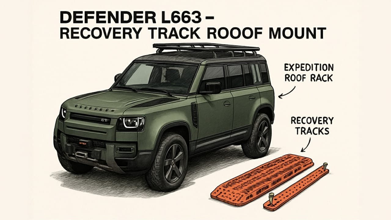 Recovery Track Roof Mount Kit for Land Rover Defender L663 Expedition Roof Rack