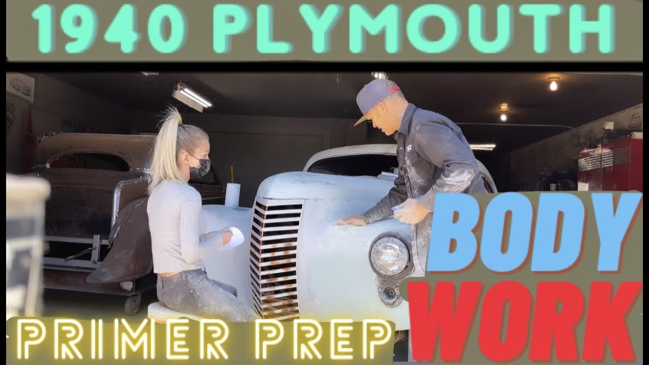 BODY WORK PRIMER PREP ON 1940 PLYMOUTH COUPE