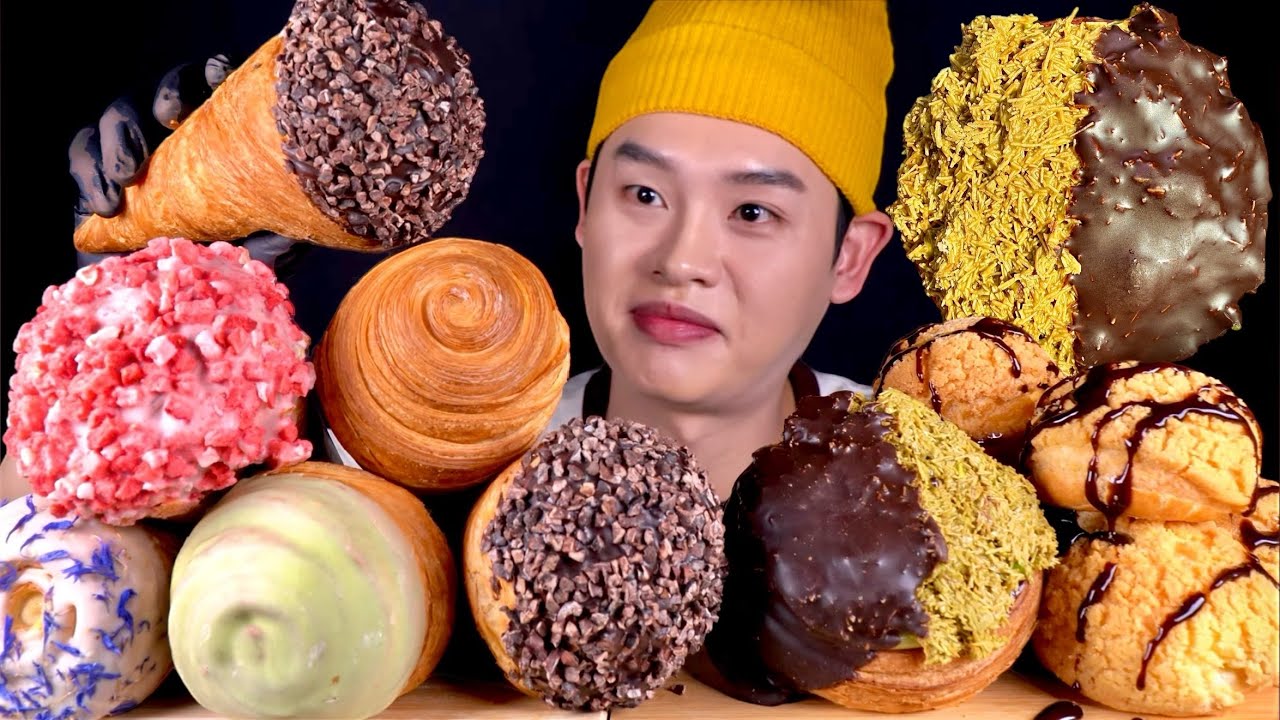 아이스크림 노노 크림가득 콘크루와상 두바이 크루와상 바닐라빈 쿠키슈 먹방~!! Full Cream Croissants 🥐 Dubai Croissant Cookie MuKBang~!