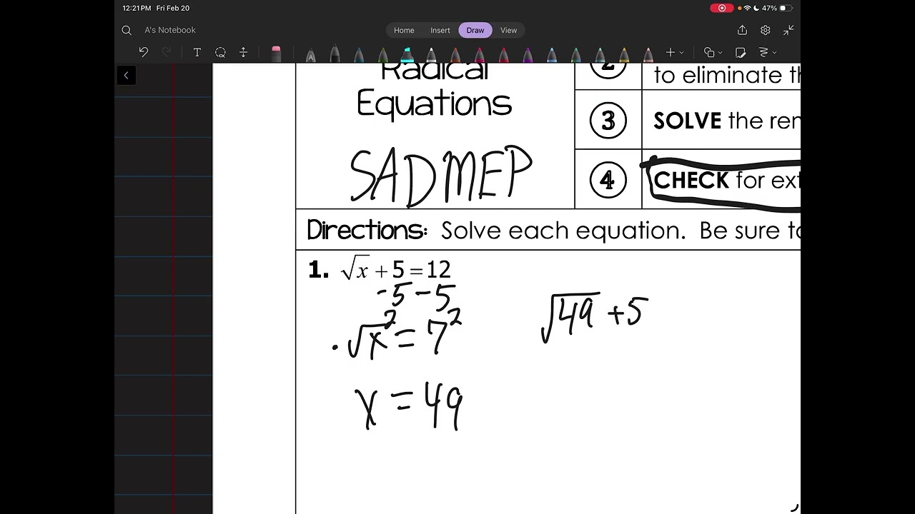 Math 2 Unit 3 Lesson 5: The Real Numbers System and Solving Radical Equations
