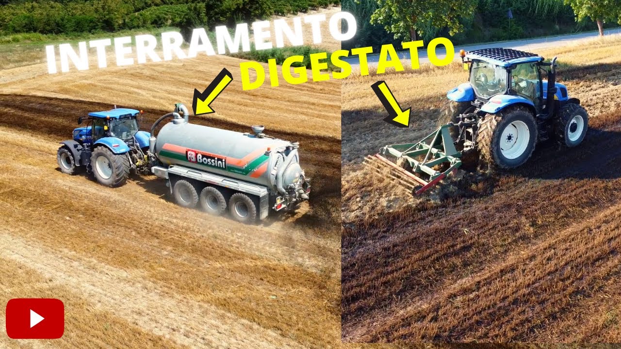 INTERRAMENTO DIGESTATO| New Holland T7.260 + Bossini B200 / New Holland T6020 + ripuntatore 7 ancore