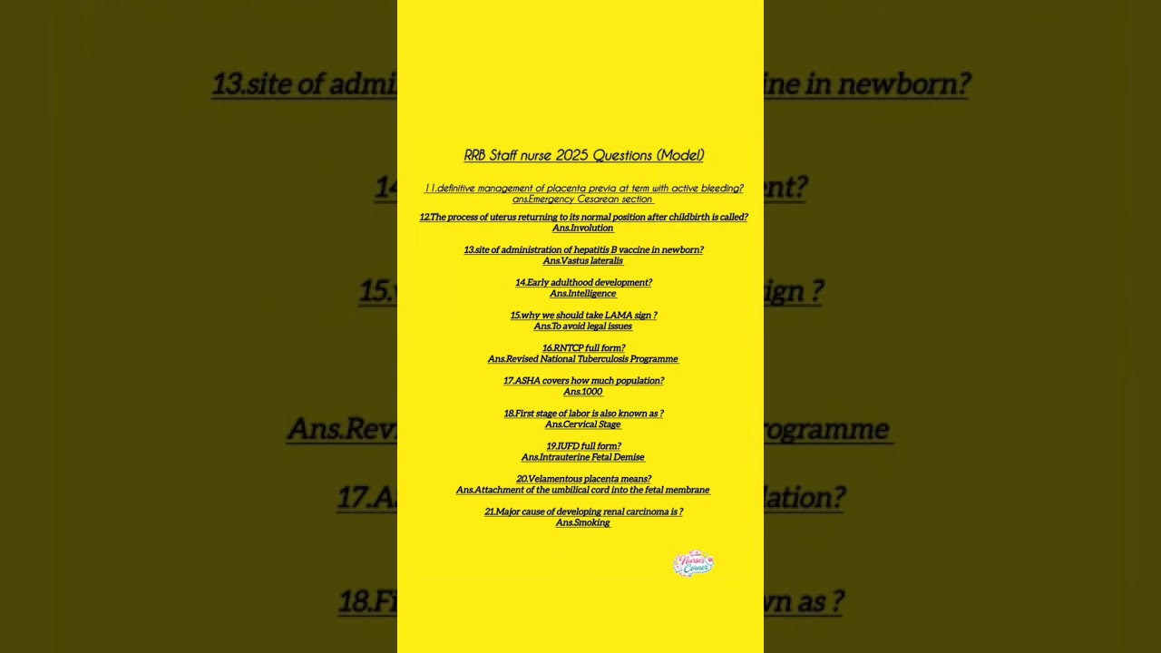 RRB staff nurse 2025 Questions.like, comments and subscribe for more ❤️thanku ❤️🙏🏻