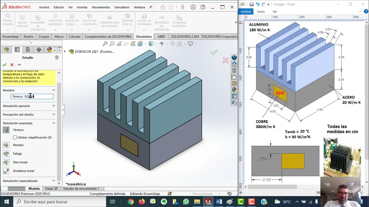 DISIPADOR  DE CALOR  ANÁLISIS  TÉRMICO  CON  SOLIDWORKS