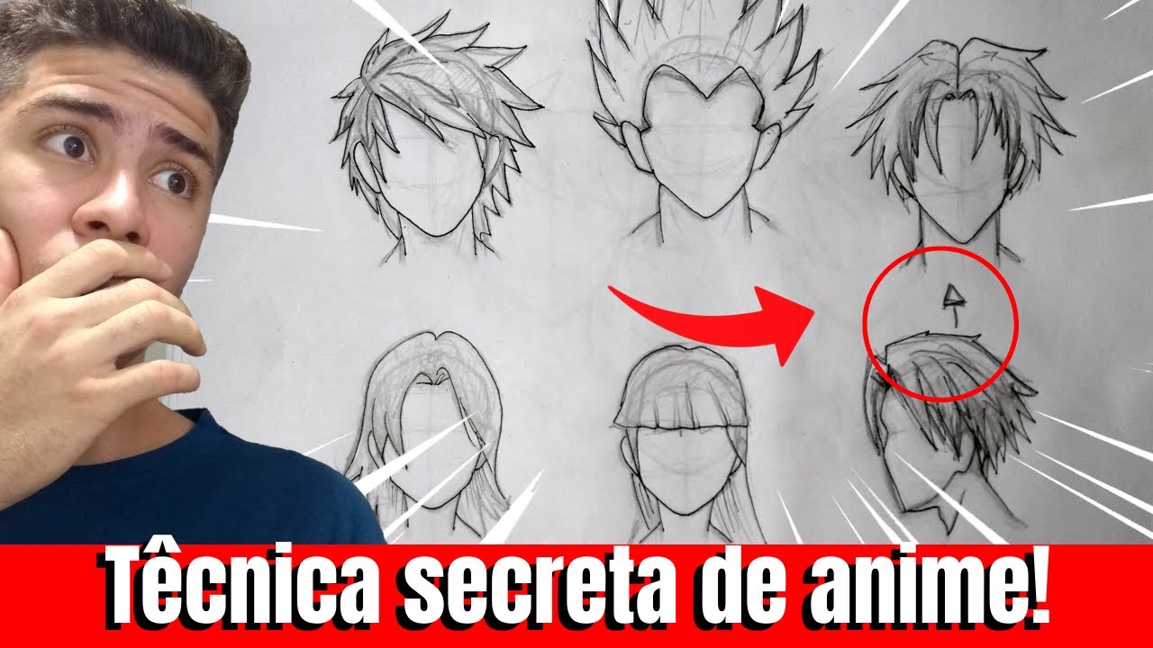 DESENHE qualquer CABELO de ANIME em 3 passo(FÁCIL)