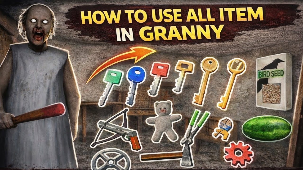 Granny Game Me Sab Items Ka Use 🔥 | 100% Escape Guide #granny #grannyescape #game 