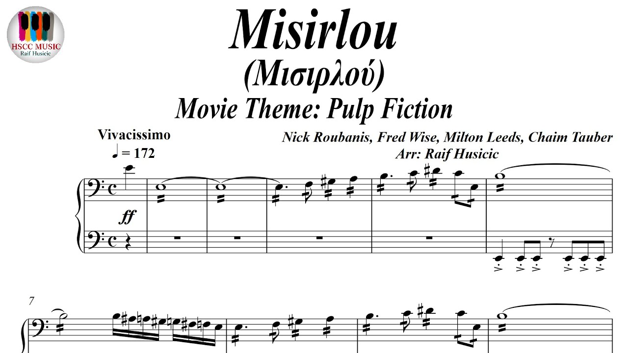 Misirlou, Μισιρλού, Pulp Fiction - Dick Dale, Piano Sheet Music