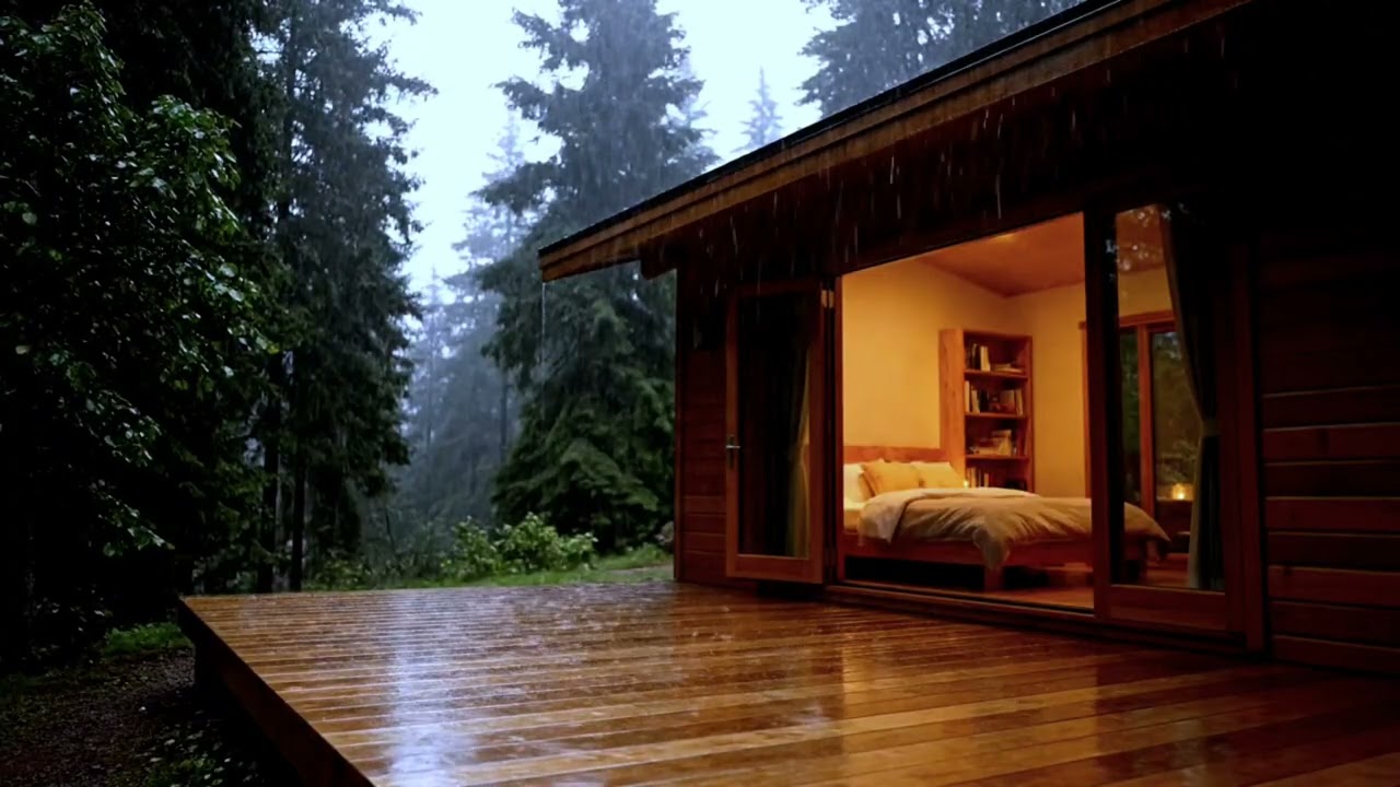 Rain Sounds for Sleeping in a Forest Cabin | Heavy Rain for Deep Sleep & Relaxation
