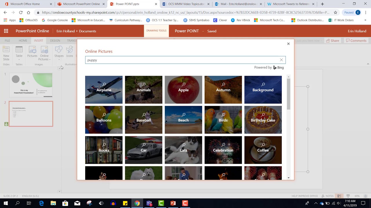 Inserting Online Pictures in a PowerPoint