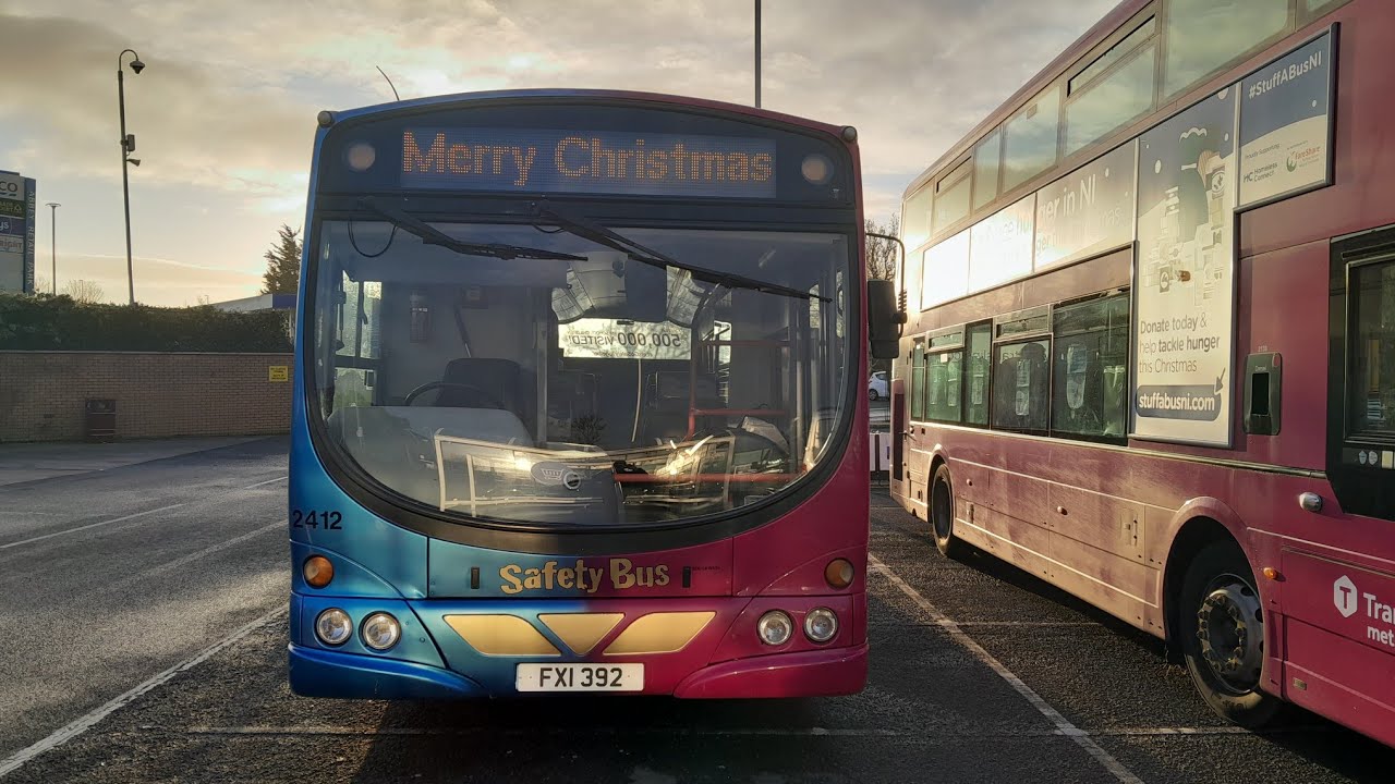 A tour on SCANIA SOLAR bus Translink Safety bus / Translink Ulsterbus 2412 parked at Newtownabbey.
