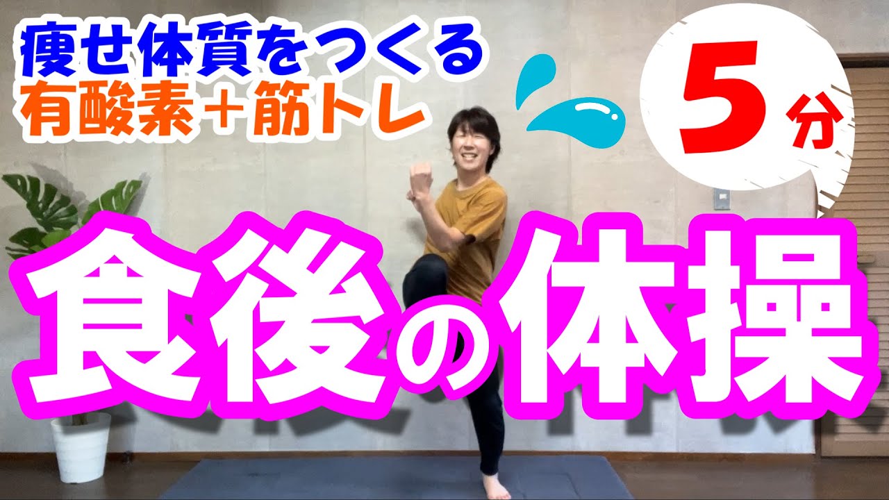 【食後の体操】痩せ体質をつくる５分♪血糖値上昇を抑える、有酸素運動＋筋トレ！