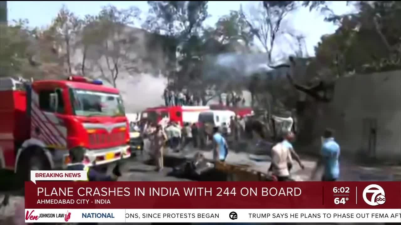 Plane crashes in India with 244 on board