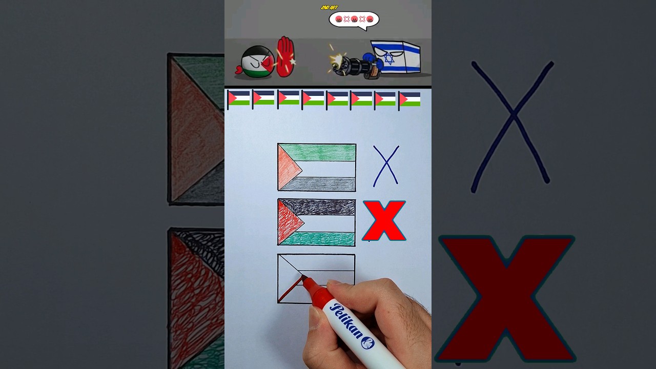 Palestine 🇵🇸 VS Israel 🇮🇱 Flag Drawing #countryballs #flag #art #drawing #palestine #israel