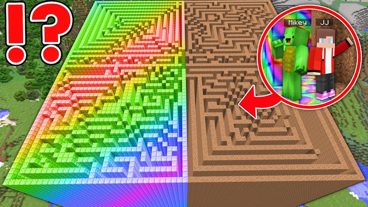 JJ and Mikey Found A TALLEST RAINBOW DIRT MAZE in Minecraft (Maizen Mizen Mazien JJ Mikey)