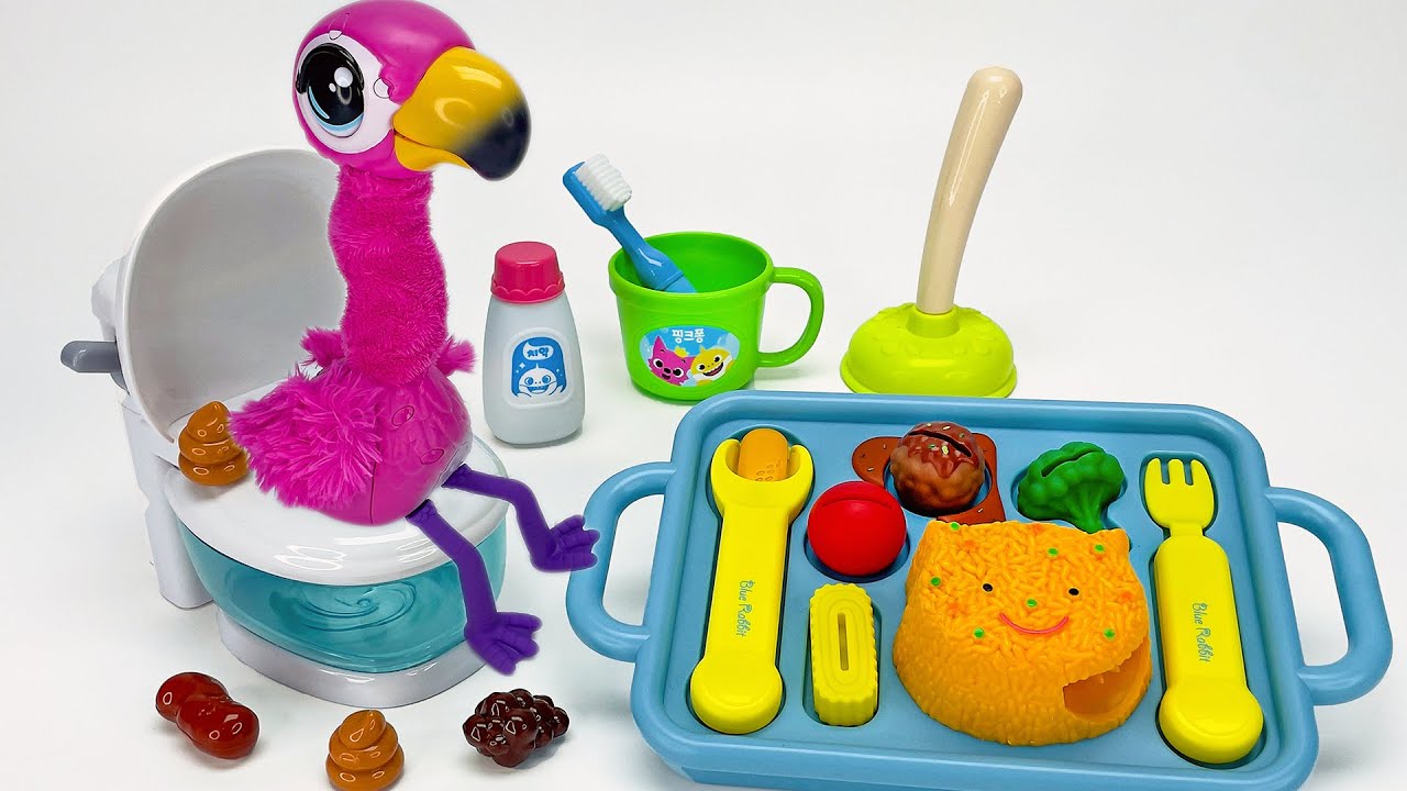 [toy asmr] Gotta Go Flamingo Potty Training Toy & Food Play 🦩💩 배변훈련 장난감 | Satisfying Unboxing