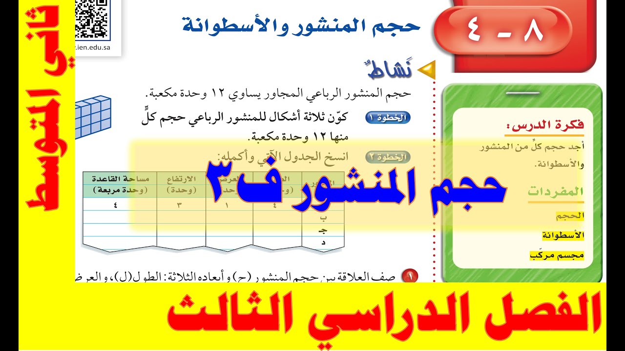 حجم المنشور ثاني متوسط ف 3