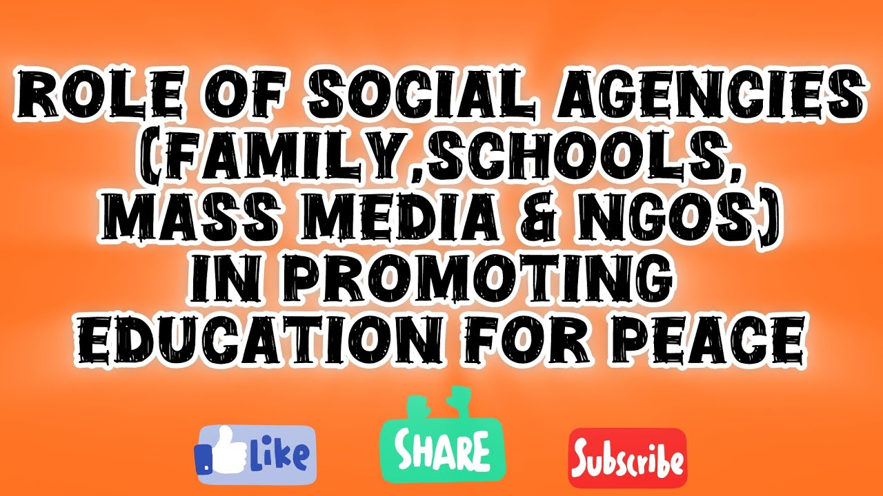 Role of Social Agencies (Family,schools,mass media & NGOs) in promoting education for peace