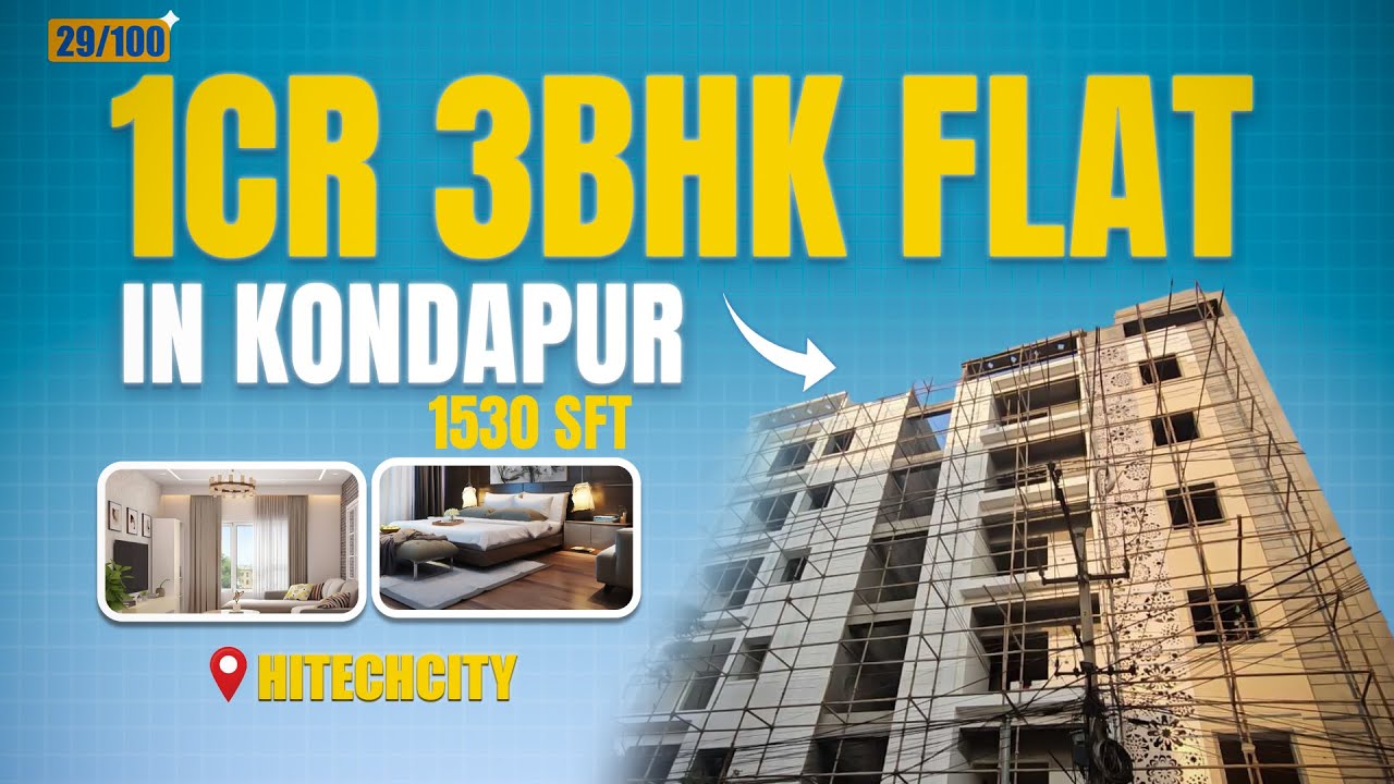 1835 SFT 3BHK Flats for Sale in Kondapur, Hyderabad | Full Property Tour | Asset Hub Properties
