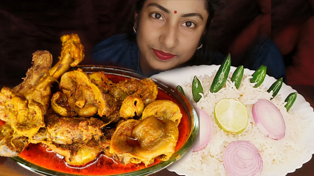 HOT SPICY🥵CHICKEN GIZZARD LEG PIECE CURRY BASMATI RICE EATING INDIAN MUKBANG ASMR SHOW #bigbites 
