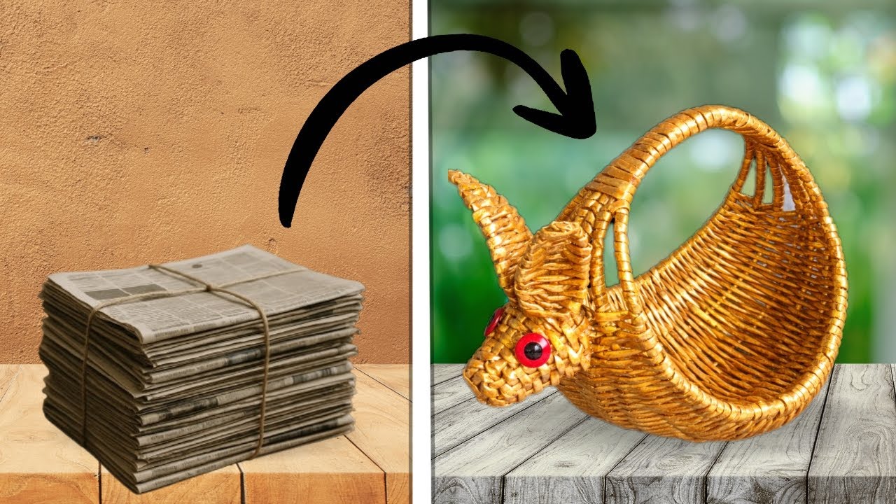 Rabbit Basket | Fruits Basket Rabbit | Rabbit Basket Kaise Banate Hain | Newspaper Basket Making