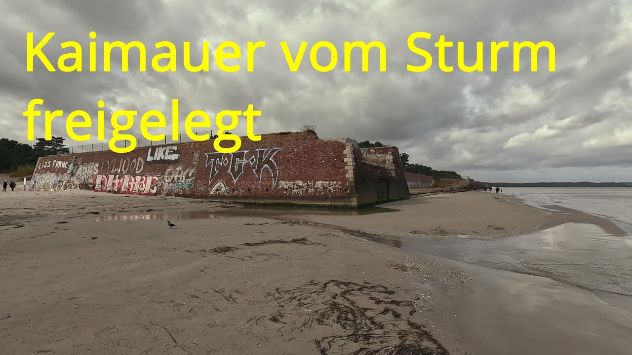 Insel Rügen: Prora Kaimauer vom Sturm freigelegt