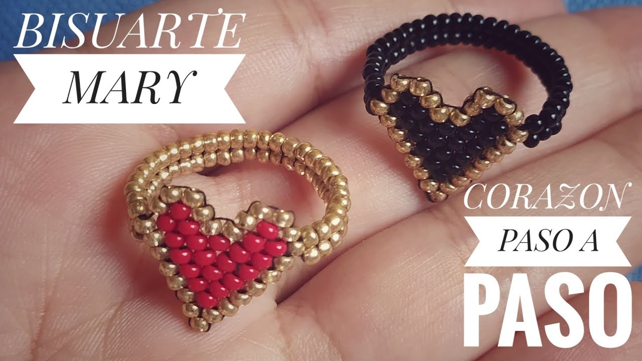 Como hacer un mini corazón 💗 con chaquiras paso a paso.