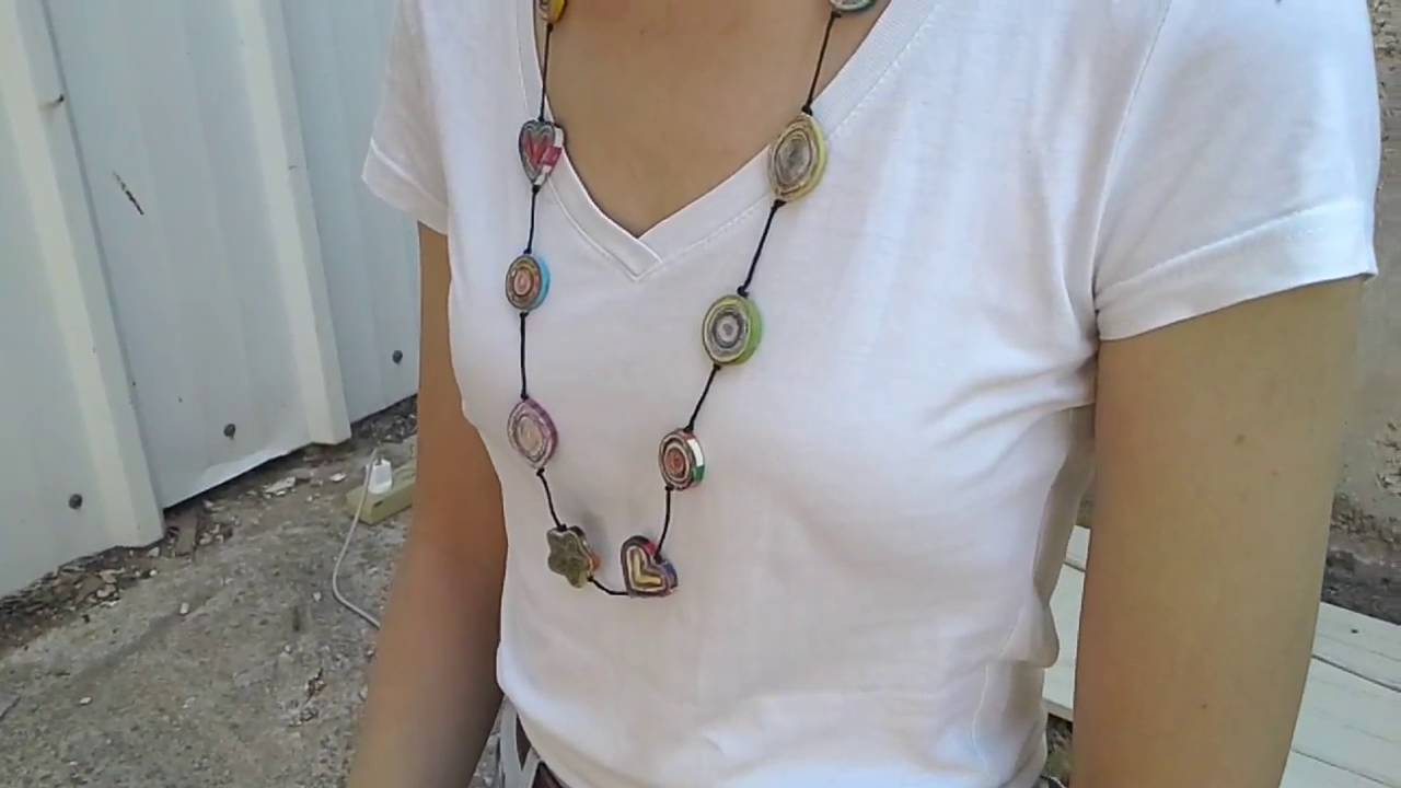 Recycled paper beads necklace by Upcyclingbymilo