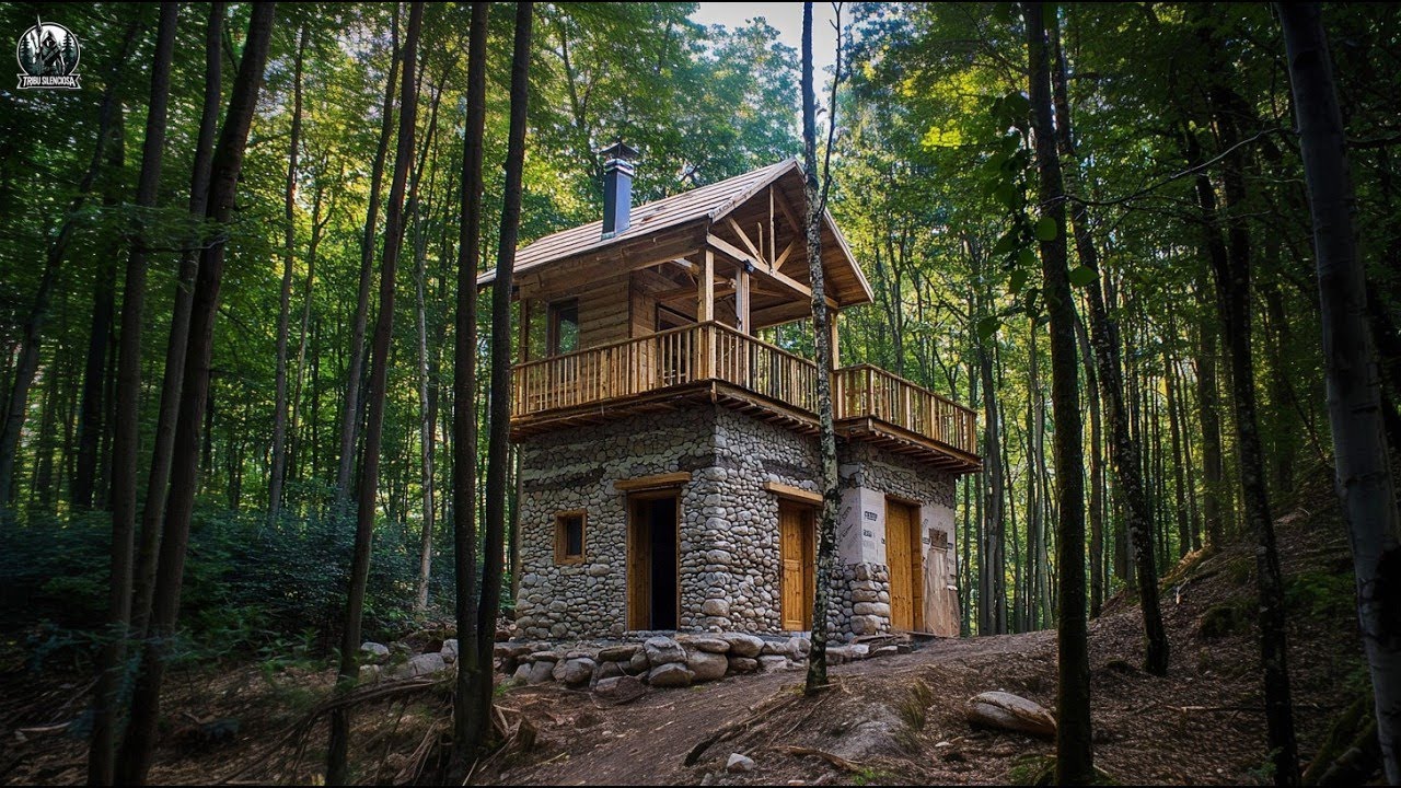 A beautiful wooden house built in the heart of nature - the ultimate survival shelter.
