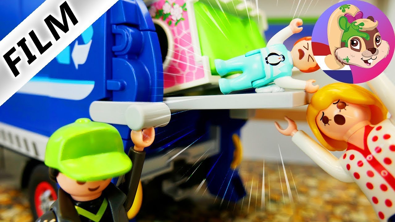 Playmobil Film Nederlands | EMMA IN VUILNISWAGEN - Vuilnisafvoer neemt kind mee | Familie Vogel