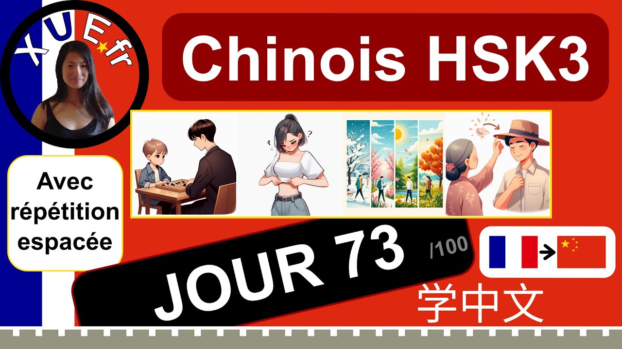 Cours de chinois en français, HSK3 🇫🇷›🇨🇳, JOUR 73, + (聪明，短，季节，帽子), avec répétition espacée.