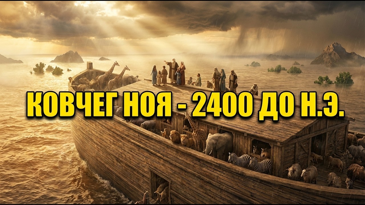 Какой была жизнь в Ноевом ковчеге | Около 2400 г. до н. э. | 40 дней потопа | С ИИ