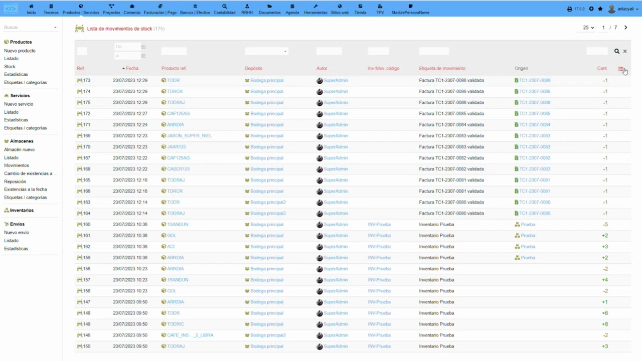 Funcionalidades básicas sistema contable