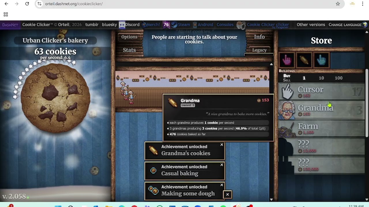 Cookie Clicker neverclick speedrun: approx. 33.5 minutes (READ DESCRIPTION)