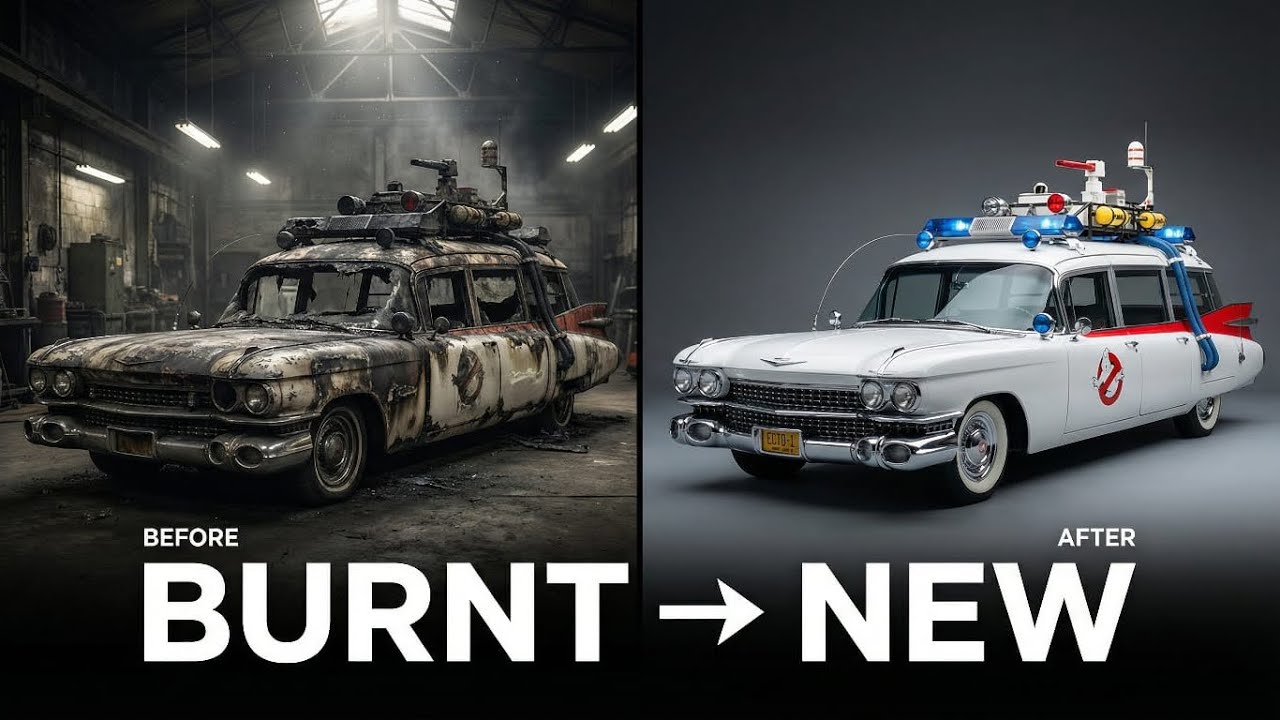 Ghostbusters Ecto-1 Restoration | Burnt Car to Perfect Classic | Complete Rebuild"