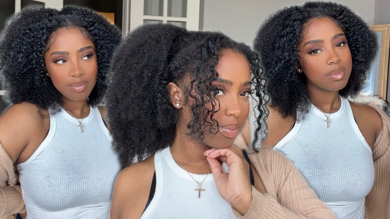 3in1 Versatile Kinky Curly Half Wig Ft My Quality Hair