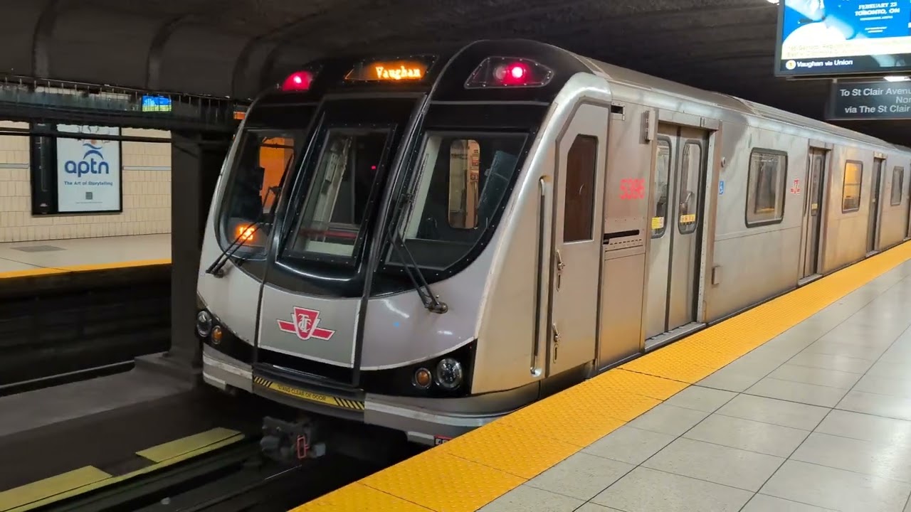 TTC Line 1 trains at St. Clair station.