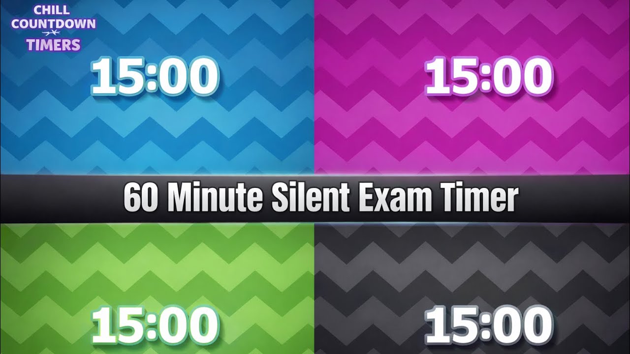 60 Minute Silent Exam Timer | 4 Color Sections | Classroom Exam Pacing Timer