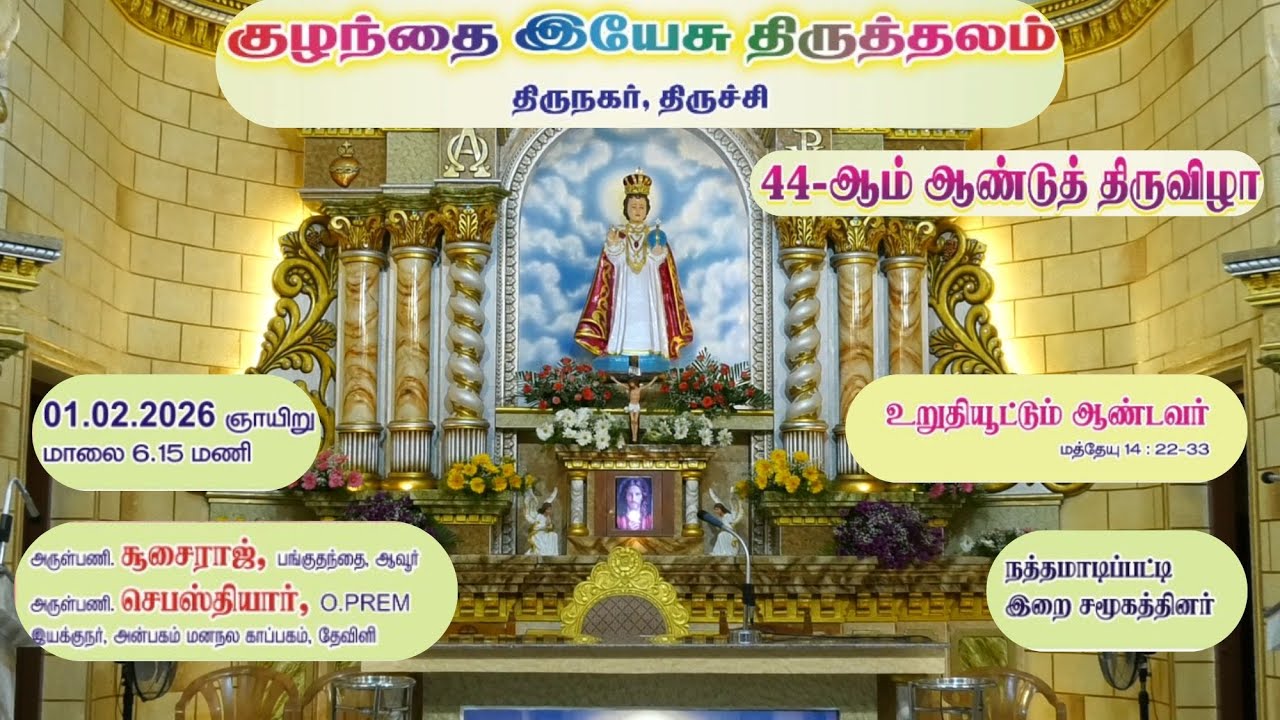 LIVE ✠ 01 FEB 26 ✠ திருநகர் அற்புத குழந்தை இயேசு திருத்தலம் | 44வது ஆண்டு 8வது நவநாள்  திருப்பலி
