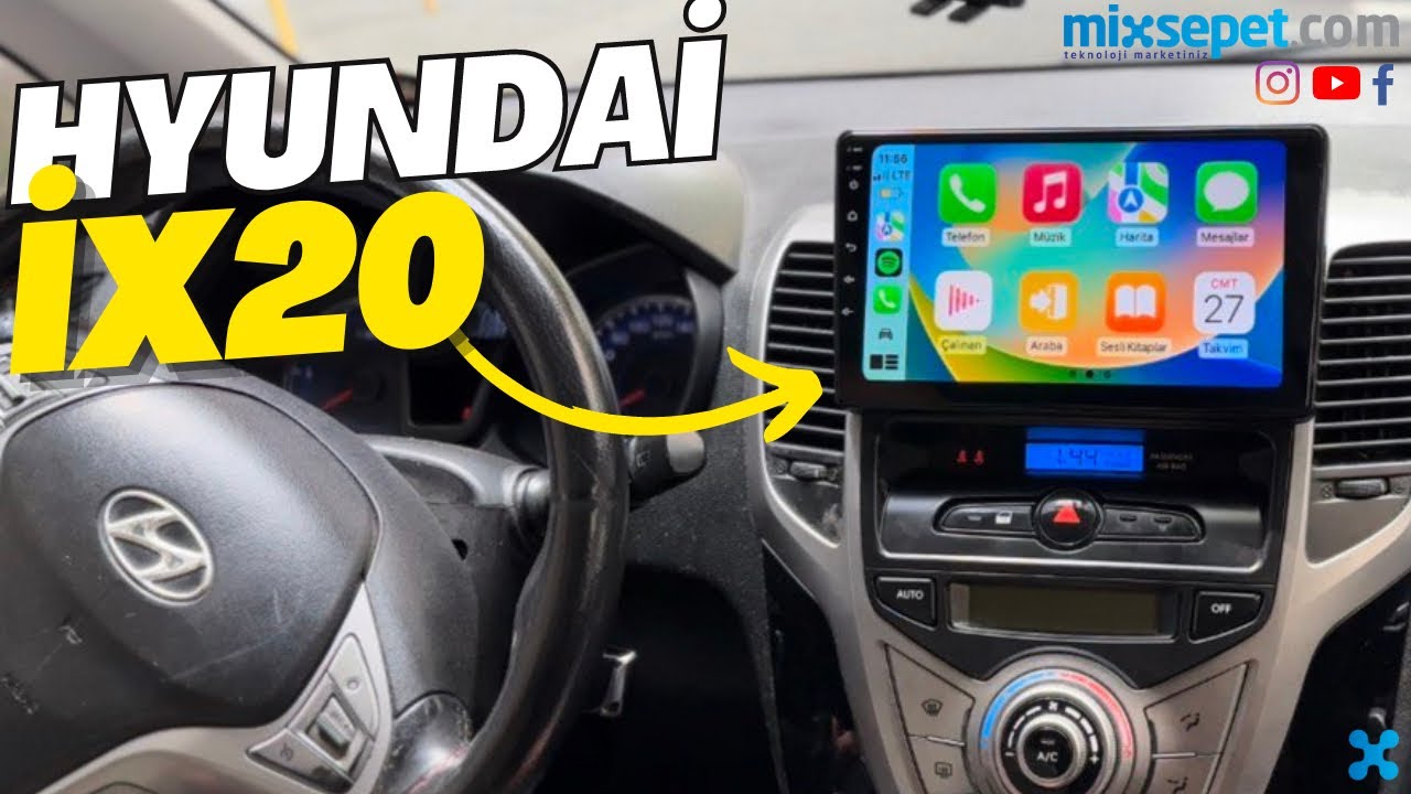HYUNDAİ İX20 ANDROİD CARPLAY KABLOSUZ MULTİMEDYA SİSTEMİ #hyundai #carplay #androidauto 22-1604